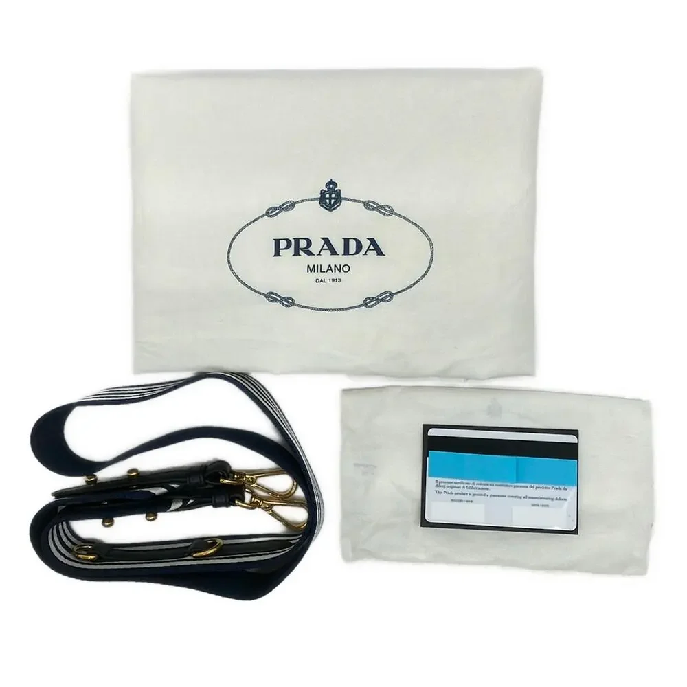Prada Canapa Tote Bag 1BG439 Navy Cream